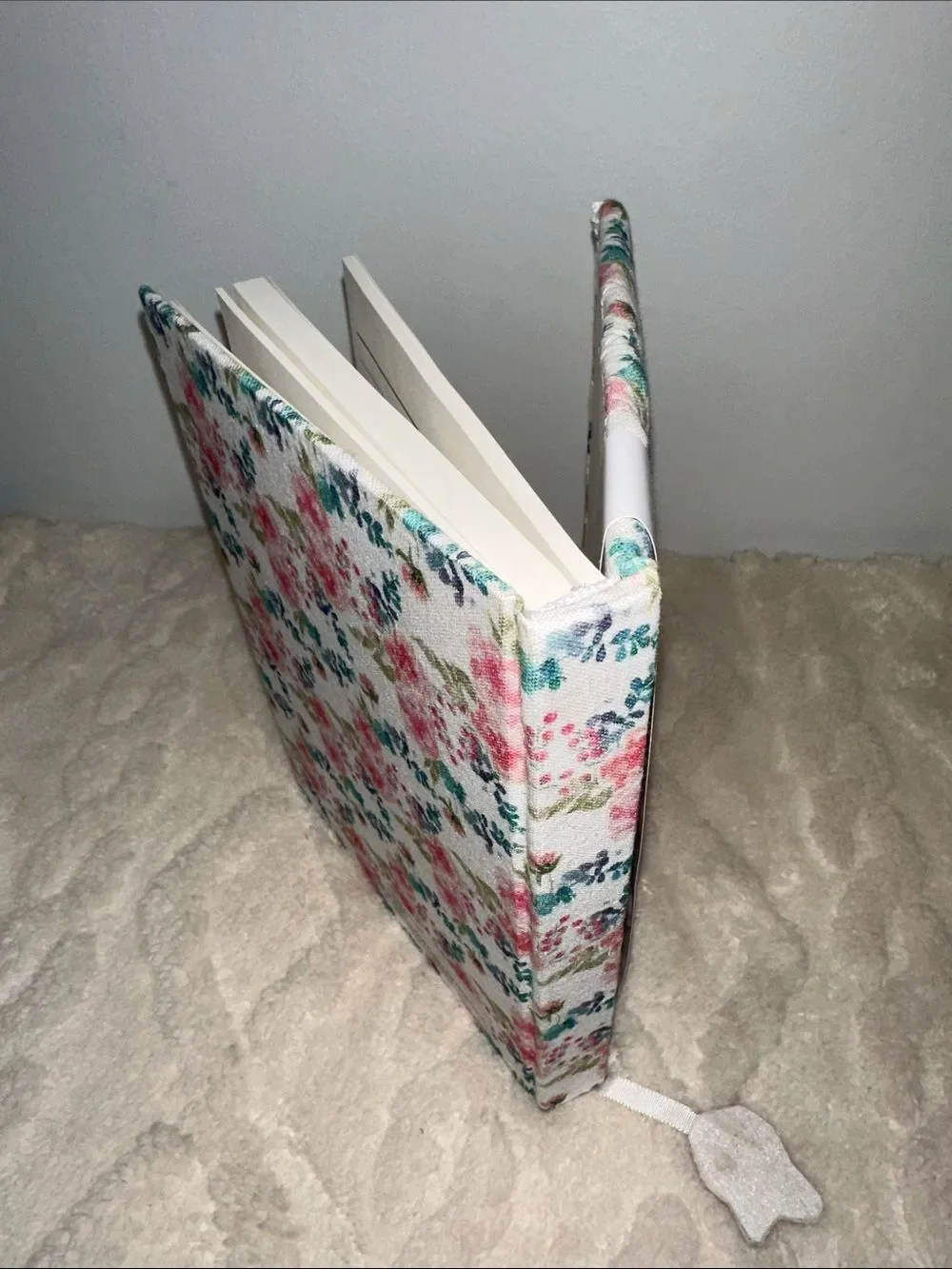 SA White Pink Blue Green Quilted Beaded Floral hard cover lined pages journal